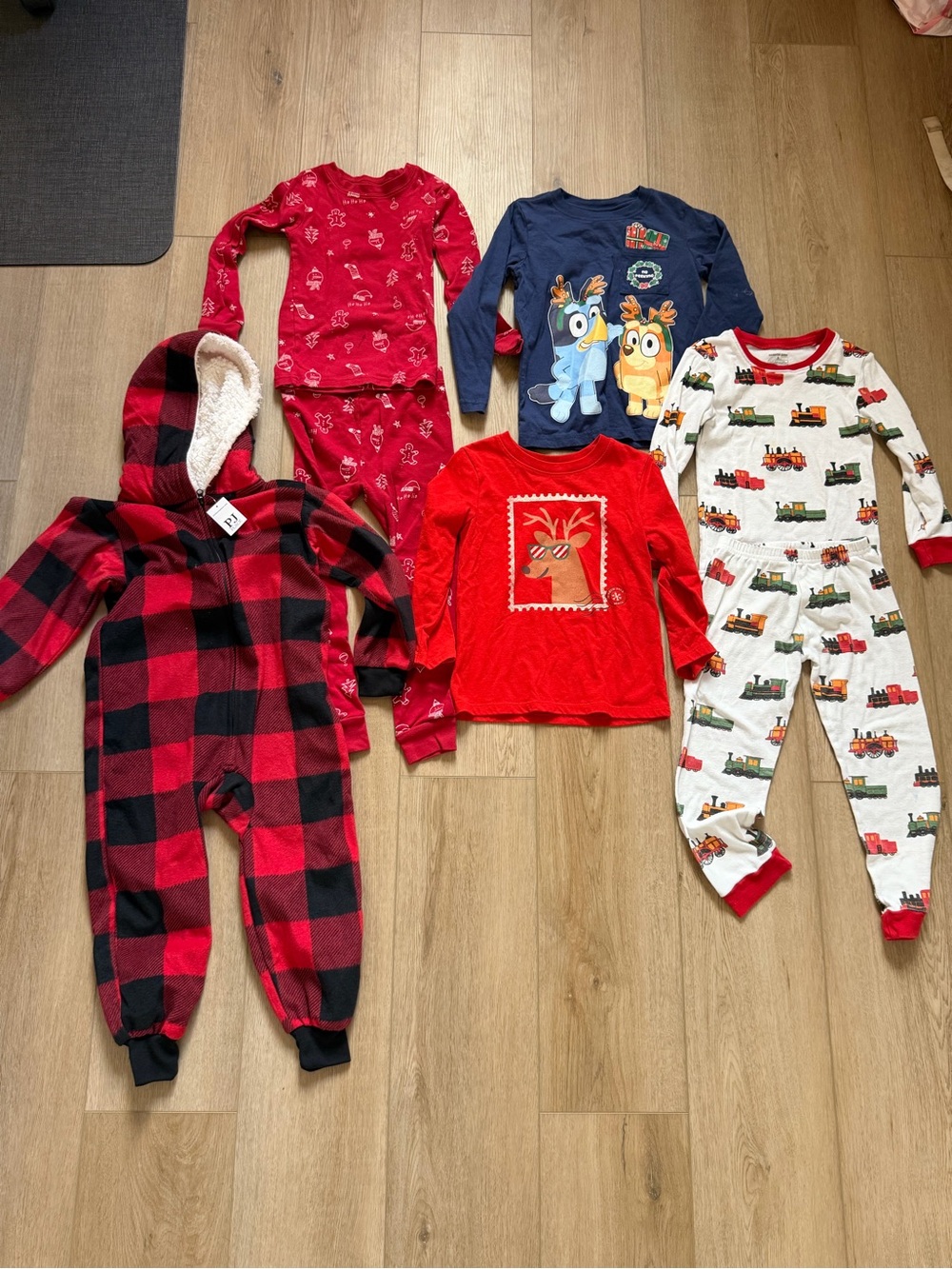 4T-5T Holiday Kids Pajama Bundle - Red, Navy & White Prints